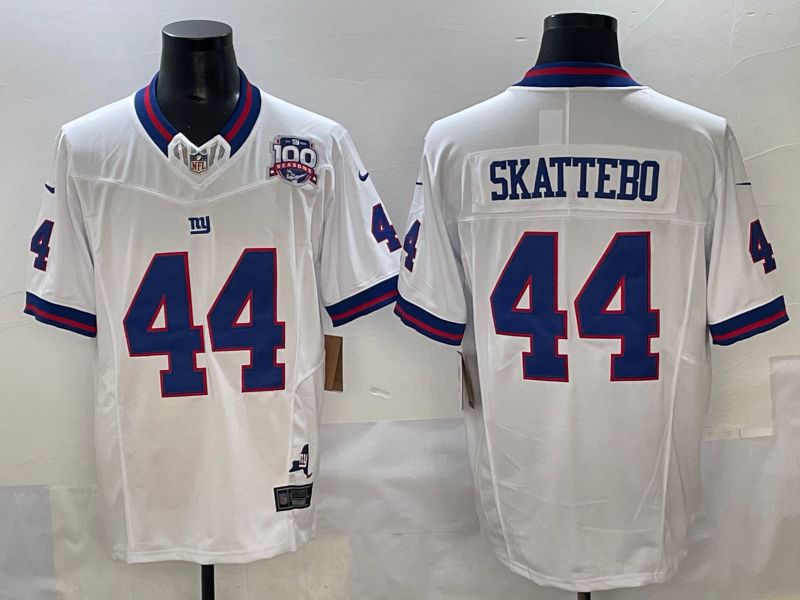 Men 2025 New York Giants #44 Skattebo White Throwback Three generations Nike Limited NFL Jersey style 1->new york giants->NFL Jersey